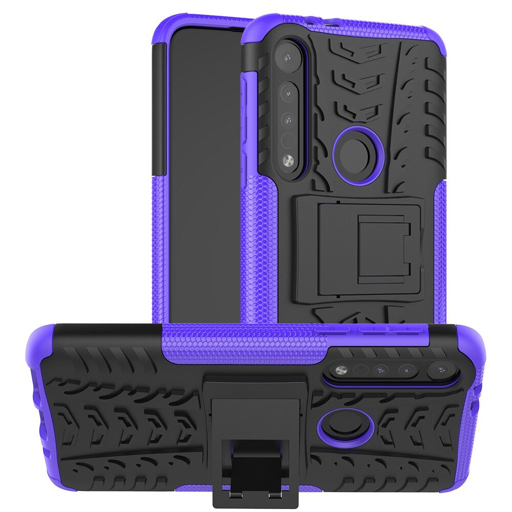 For Motorola Moto One Macro/Moto G8 Play Dual Layer Heavy Duty Armor Tough Hybrid Shockproof Stand Protective Case Cover