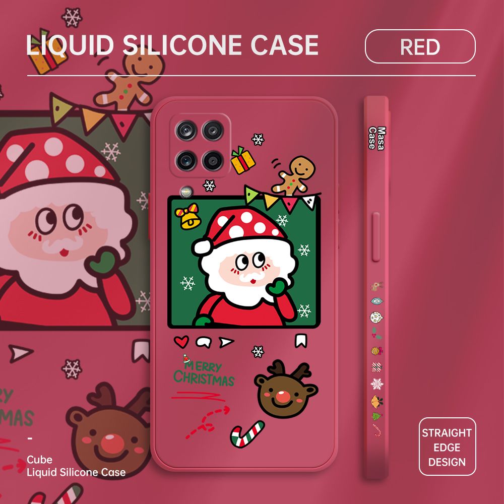 ZeroQiQi for Samsung A12 Case Santa Claus Christmas Gifts Side Printing Cases Soft Liquid Silicone Phone Cover