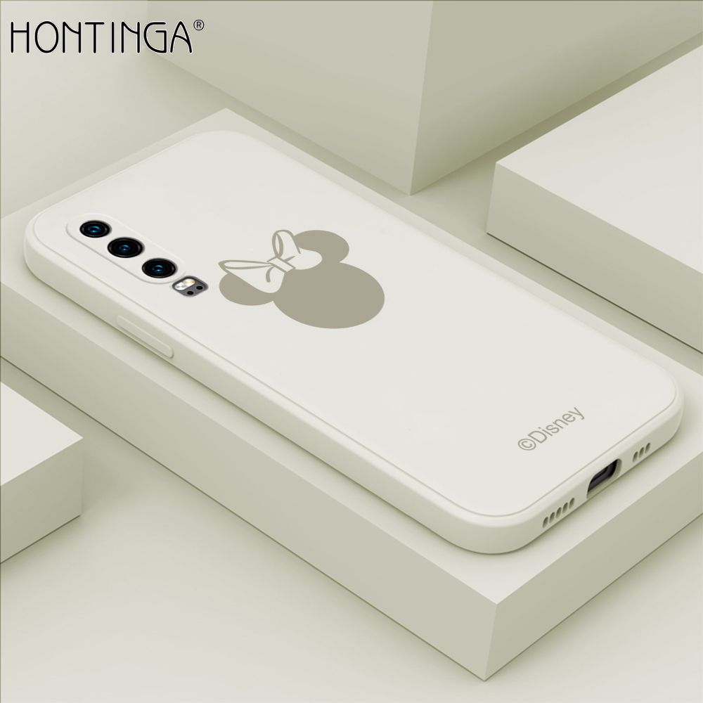 Hontinga for Huawei P30 Case Cartoon Mouse Phone Case Soft Square Edge Silicone Cases Full Lens Cover Shockproof Protection Cover