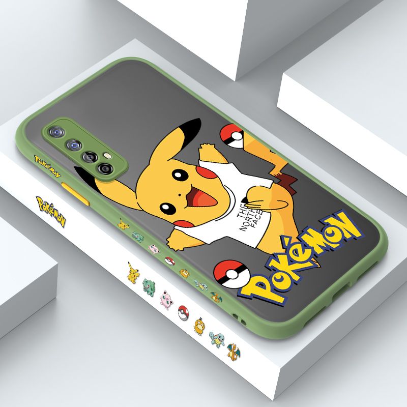 ZeroQiQi for Realme Narzo 20 Pro Case White Clothes Pikachu Side Printing Cover Frosted Ultra Thin Protective Anti Fall Phone Case