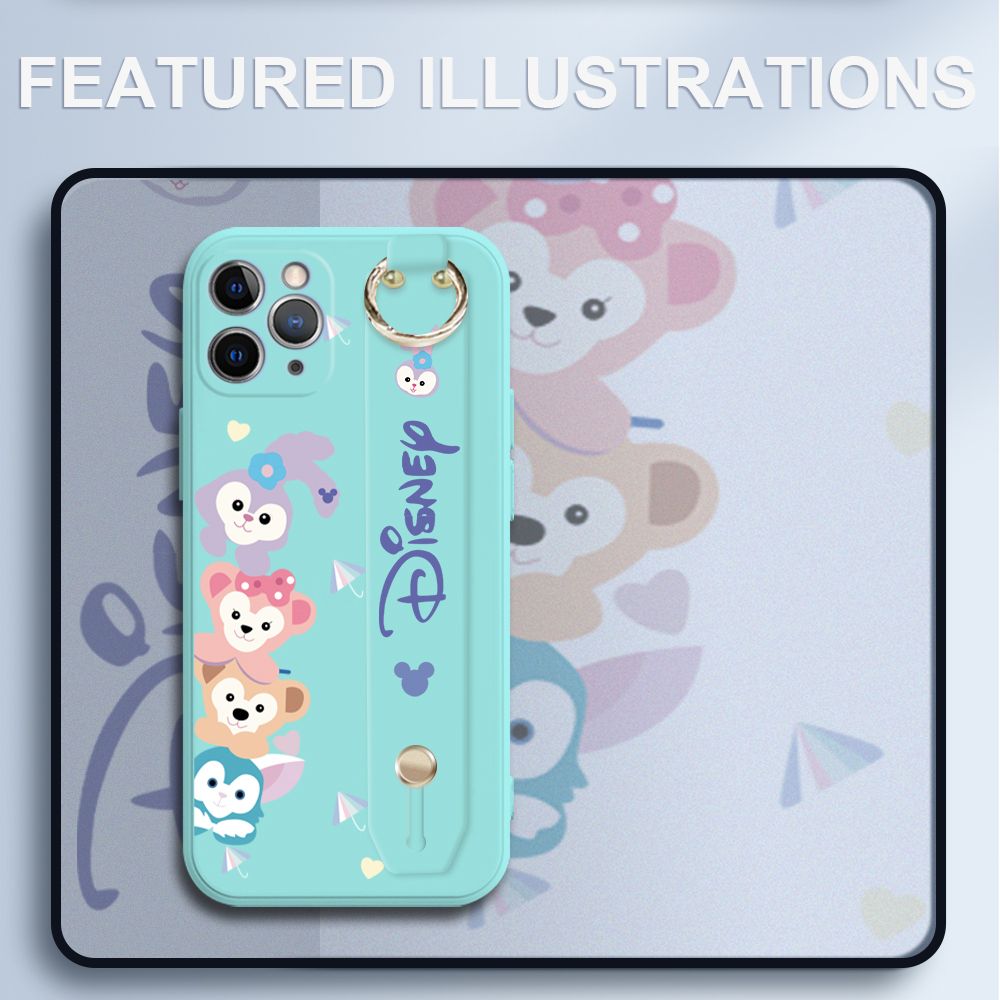 UCUC for iPhone 11 Pro Wrist Strap Case Creative Cartoon Cute Bunny Cover Ultra Thin Anti Fall Liquid Silicone Phone Case