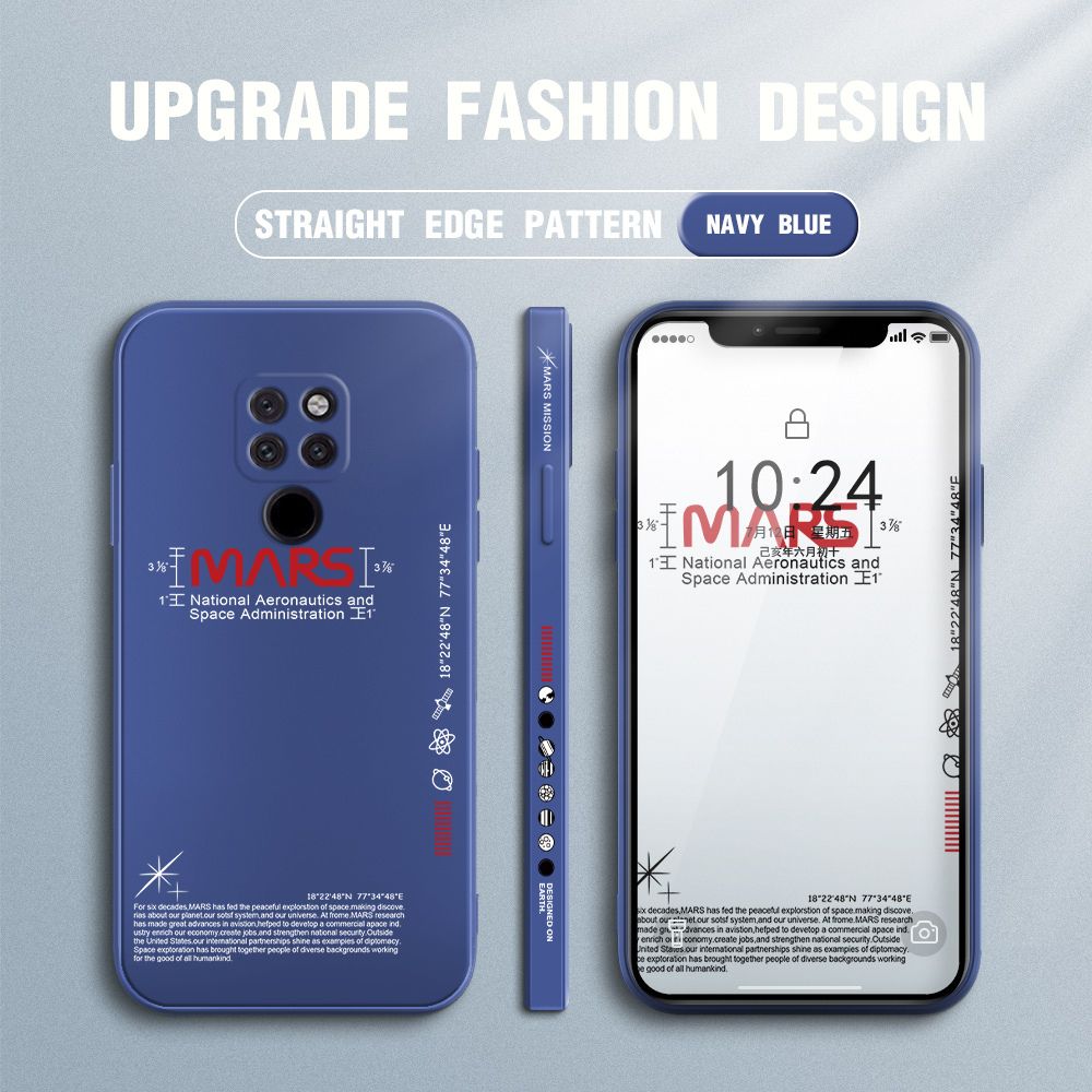 Jizetin for Huawei Mate 20 Case New NASA Design Side Design Phone Case Square Edge Pattern Liquid Silicone Cases Full Cover Camera Soft Protection Case