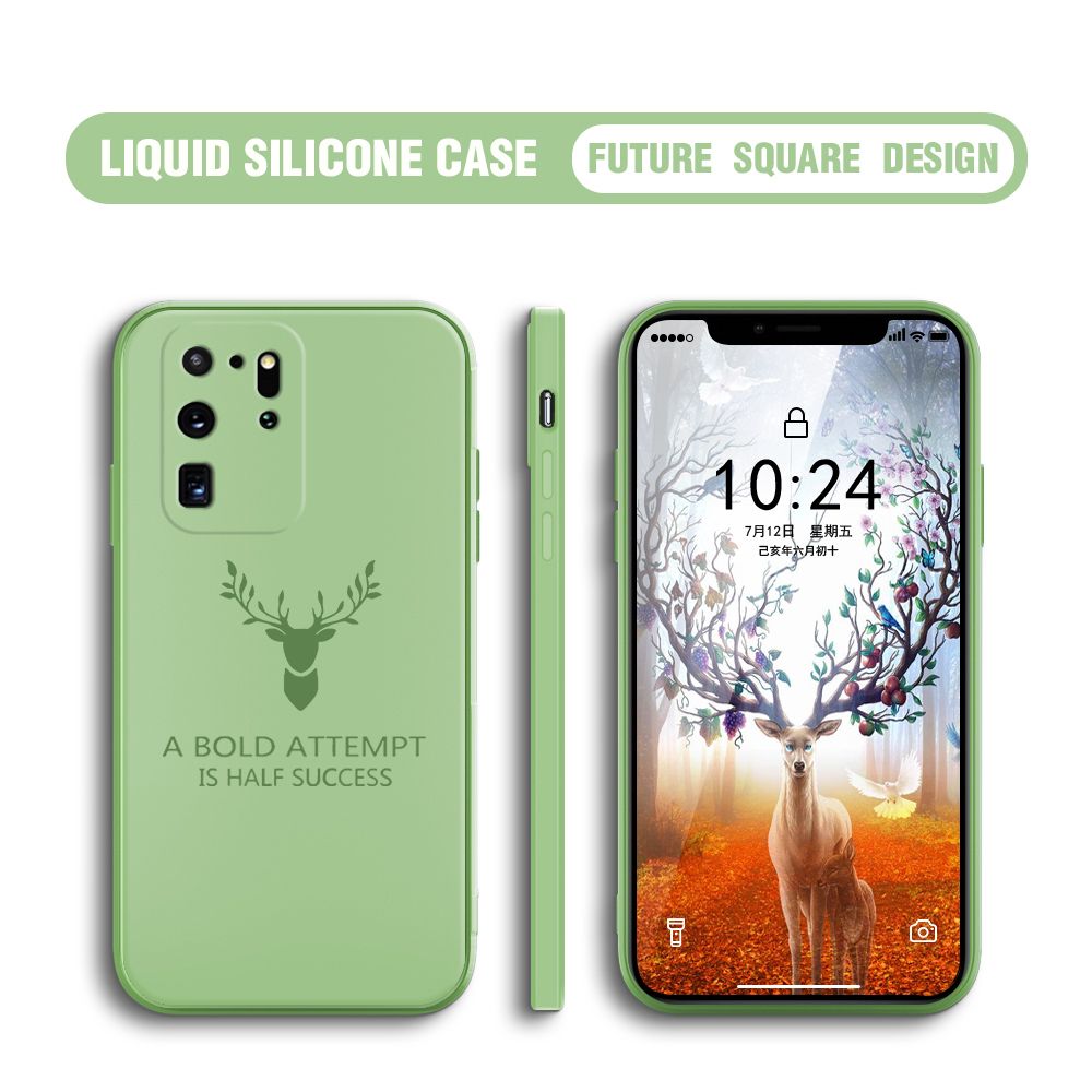 BILI for Samsung Galaxy S20 Ultra Back Cover Simple Antlers Ultra Thin Soft Luxury Square Multicolor Liquid Silicone Phone Case