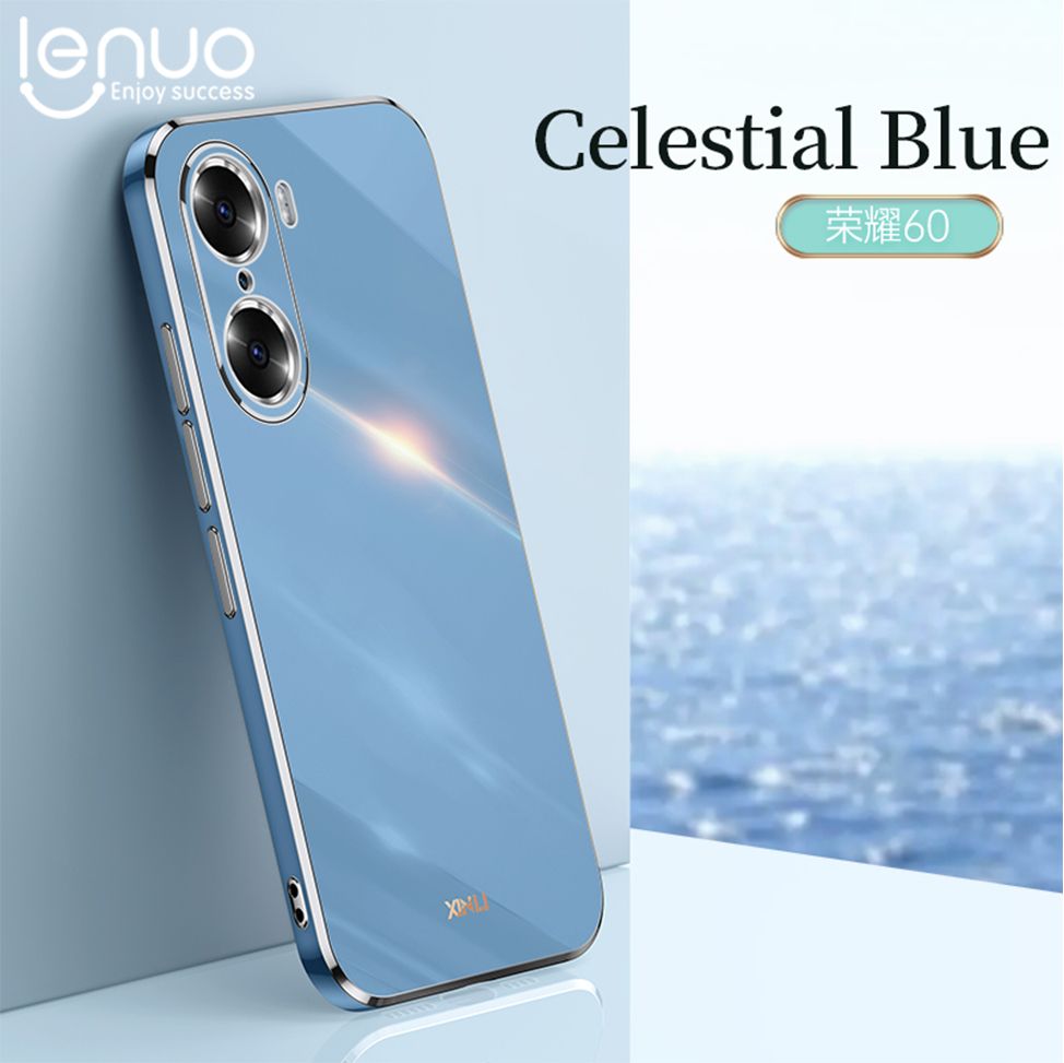 Lenuo Luxury 6D Plating Soft Casing Silicone Square Frame Phone Case For Huawei Honor 60 Phone Case Shiny Bling Back Cover Coque