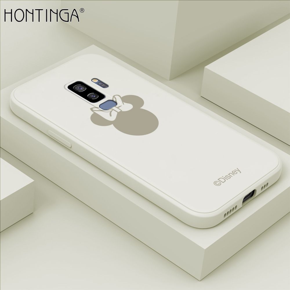 Hontinga for Samsung Galaxy S9 Plus Case Cartoon Mouse Phone Case Soft Square Edge Silicone Cases Full Lens Cover Shockproof Protection Cover