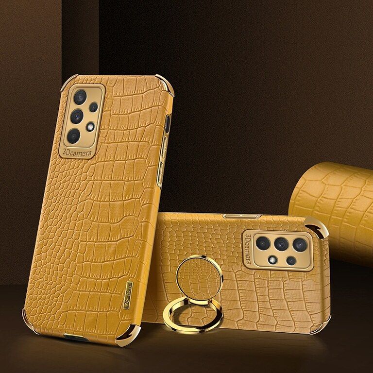 For Samsung Galaxy A52 / Galaxy A52 5G / Galaxy A52s 5G Crocodile Pattern 360 Degree Rotating Ring Protective Cover Compatible with Magnetic Car