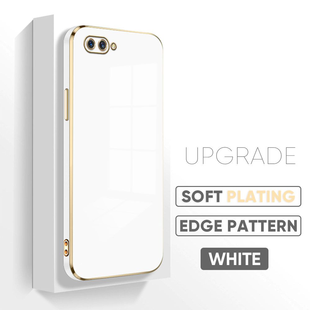 TA for OPPO A3S Cover Luxury 6D Plating Soft Casing Silicone Square Frame Phone Case Shiny Bling Back Cover + Free Lanyard