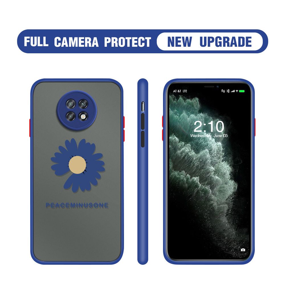 Hontinga for Redmi Note 9T Case Daisy Flower Cover Camera Shockproof Protection Case Edge Frosted Transparent Phone Cover