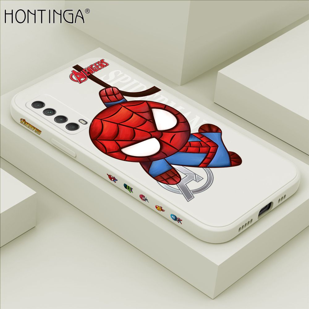 Hontinga for Huawei Y7A 2020 Case Side Design Cartoon Little Spider Back Cover Soft Square Edge Pattern Liquid Silicone Trend Phone Cases