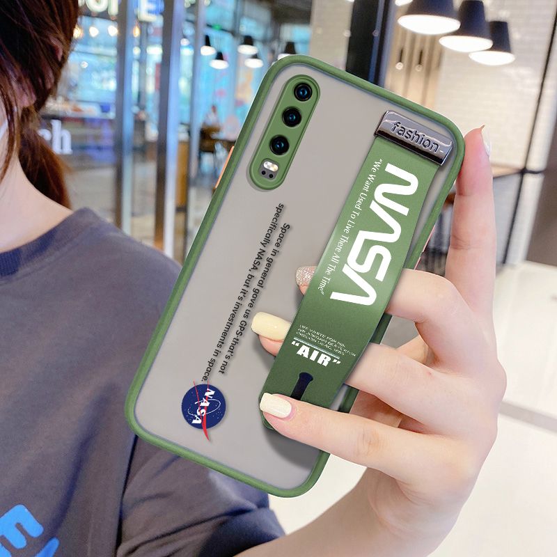 UCUC for Huawei P30 Wrist Strap Case Popular NASA Wristband Printing Cover Shockproof Frosted Phone Case