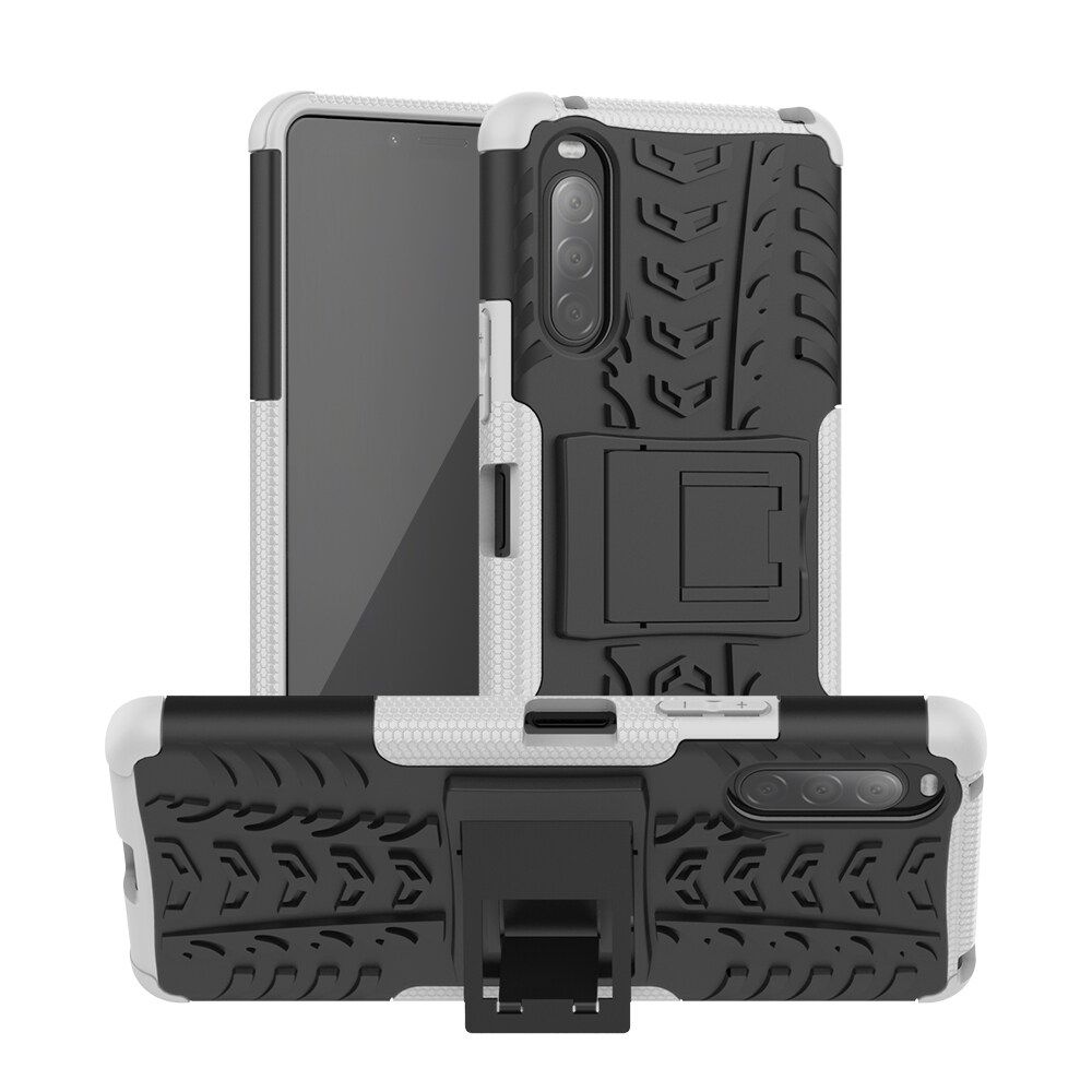 For Sony Xperia 10 II Dual Layer Heavy Duty Armor Tough Hybrid Shockproof Stand Protective Case Cover