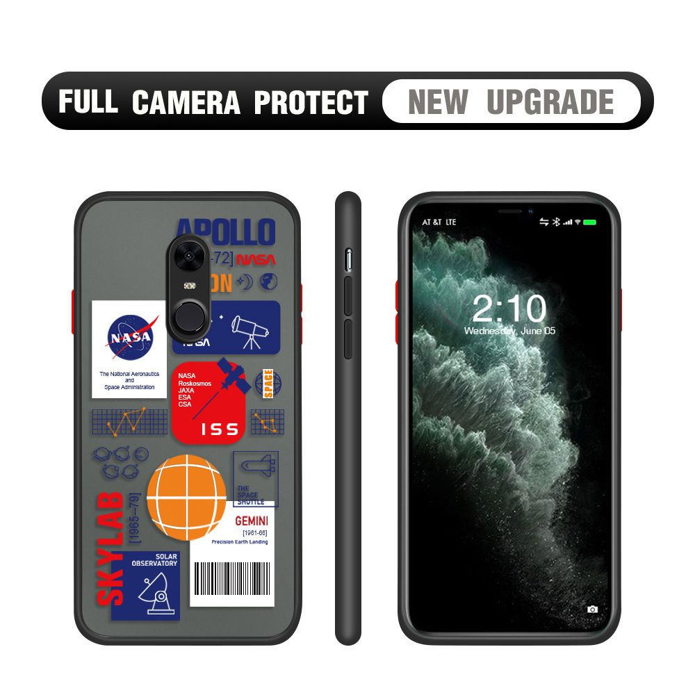 Hontinga for Redmi 5 Case Travel Poster Camera Shockproof Protection Cases Edge Frosted Transparent Phone Cover