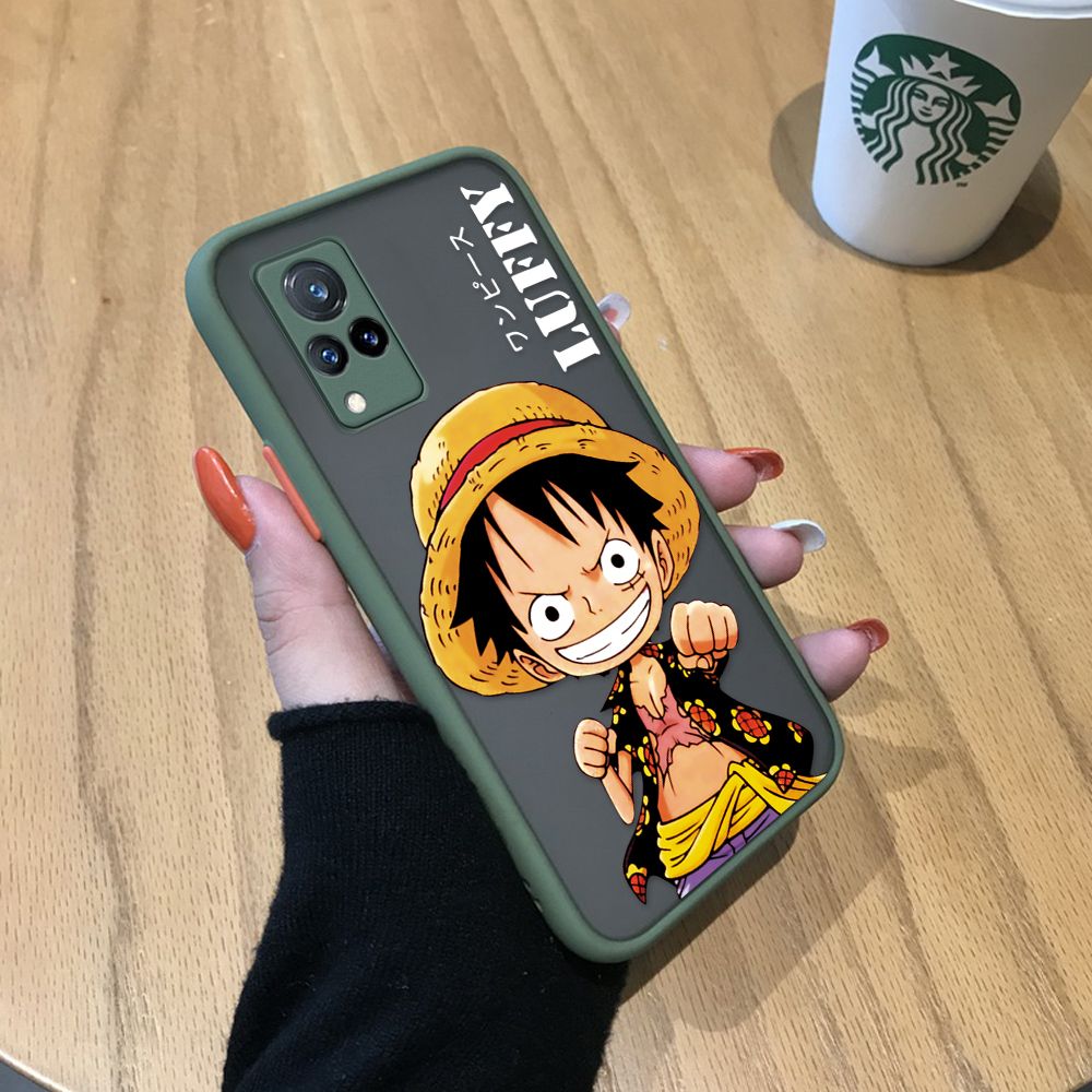 Phone Case For Vivo S1/IQOO VIVO S1 Pro VIVO V5/V5S/V5 Lite VIVO V5 Plus VIVO V11i Luffy Cartoon Anime Boys Frosted Transparent Hard Phone Casing Full Cover Camera Protect Case