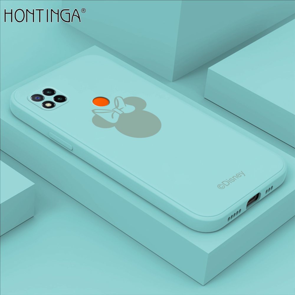 Hontinga for Redmi 9C / Redmi 10A Case Cartoon Mouse Phone Case Soft Square Edge Silicone Cases Full Lens Cover Shockproof Protection Cover