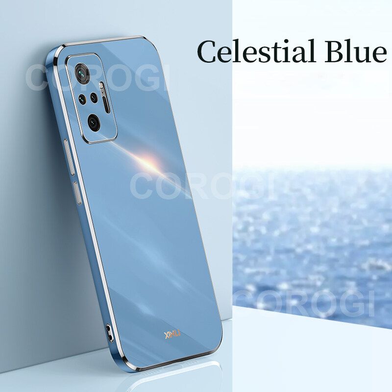 For Xiaomi Redmi Note 10 Pro Max Back Cover Fashion Shiny Plating Square Bumper Camera Protection Case Soft Silicone Shockproof Protective Mobile Phone Cases