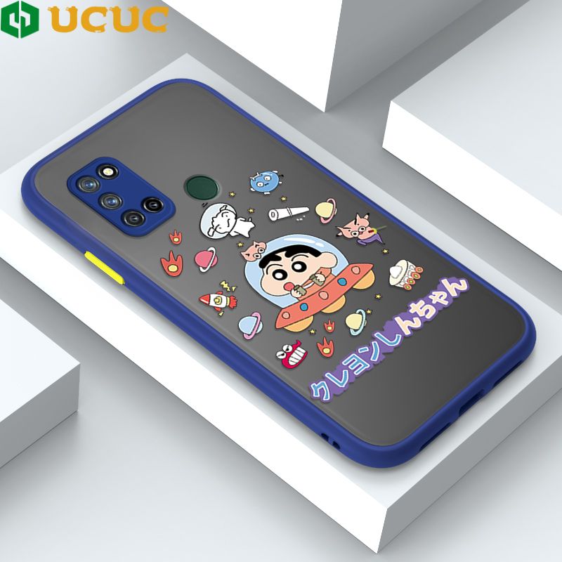 UCUC for Realme C17 / Realme 7i Back Cover Spaceship Shinchan Frosted Transparent Hard Phone Case Thin Shockproof Full Cover Camera Protect Case