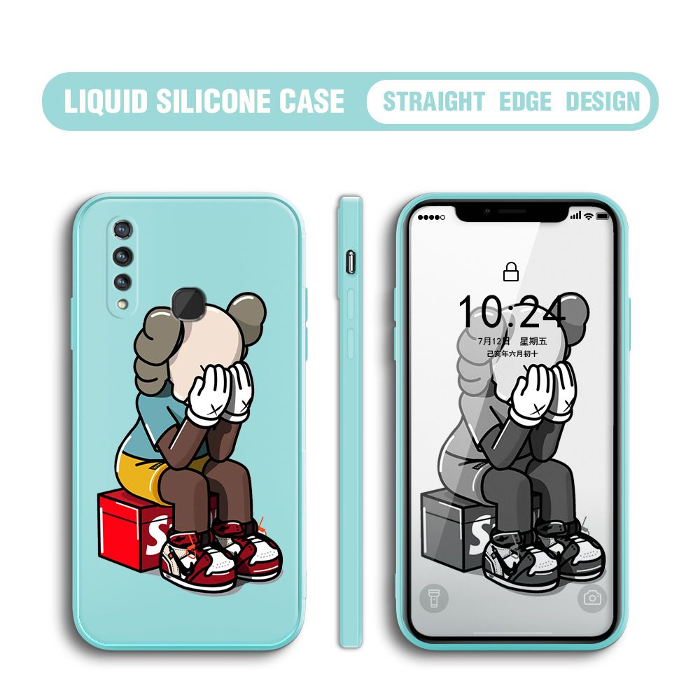 BILI for Vivo Z1 Pro / Z5X Back Cover Lonely Cry bear Multicolor Liquid Silicone Phone Case Soft Square Lens Protection Phone Cases