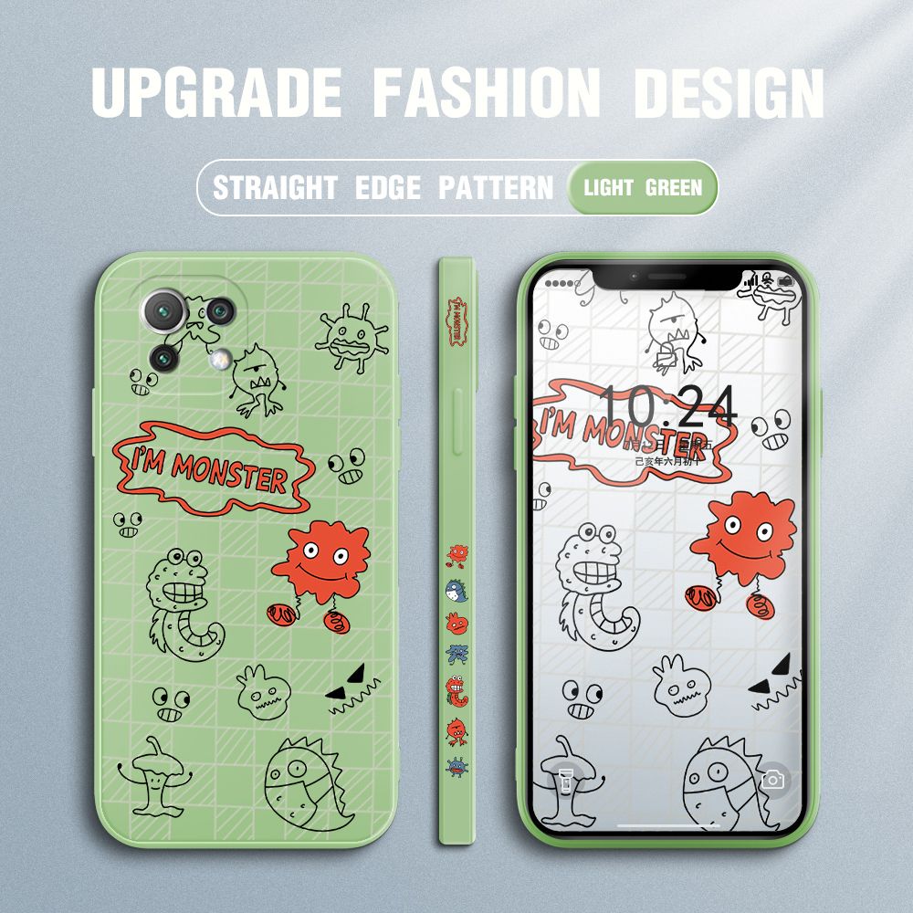 Jizetin for Xiaomi Mi 11 Lite 5G / 11 Lite 5G NE Case Side Design Phone Cover Printed Text “I Am Monster ” Cover Square Edge Pattern Liquid Silicone Trend Case