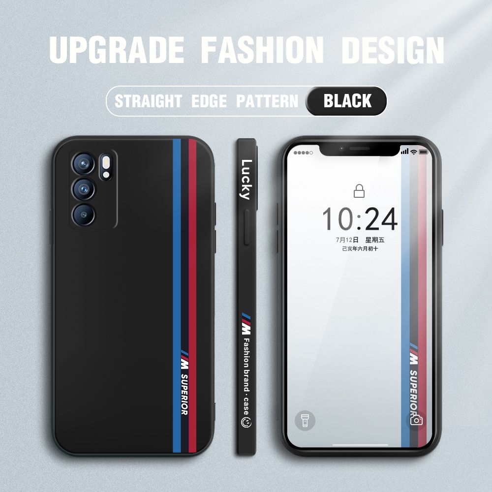 Jizetin for OPPO Reno6 5G Back Cover Simple Graffiti Track Side Design Liquid Silicone Phone Case Soft Full Camera Protect Phone Cases