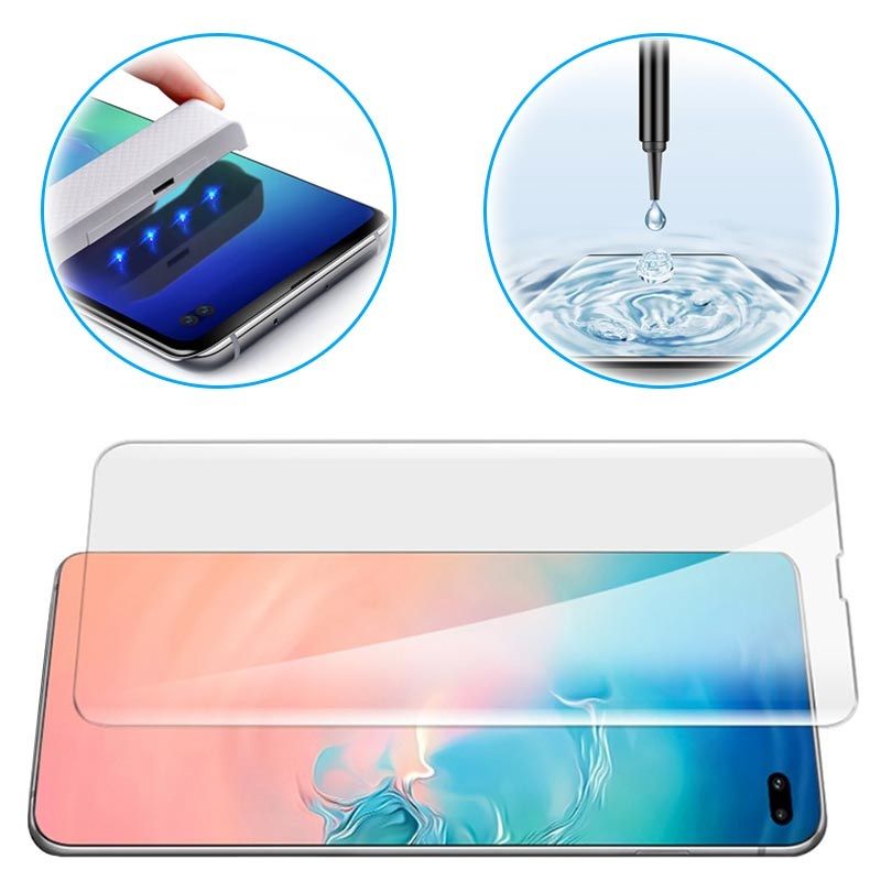 UV Light Adhesive Tempered Glass Screen Protector for Samsung Galaxy S10  -transparent