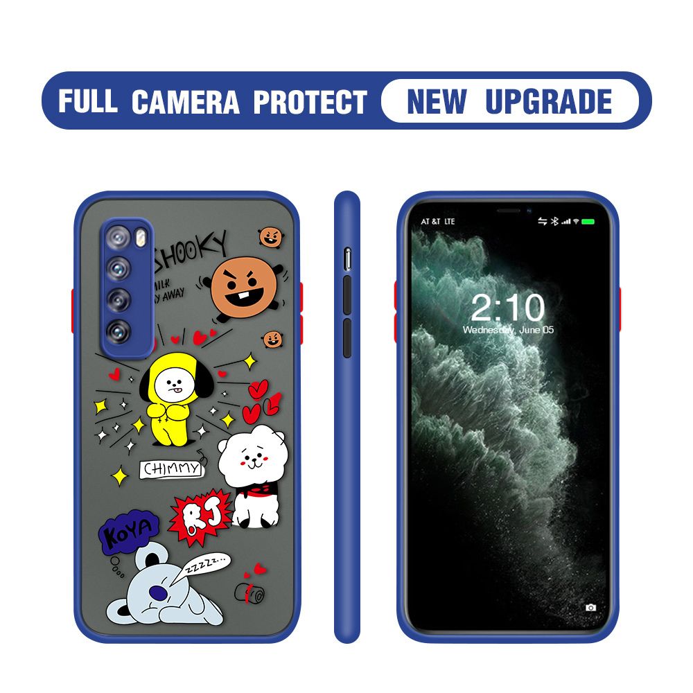 Hontinga for Huawei Nova 7 Case Cute Cartoon Animals Camera Shockproof Protection Casing Edge Frosted Transparent Phone Cover