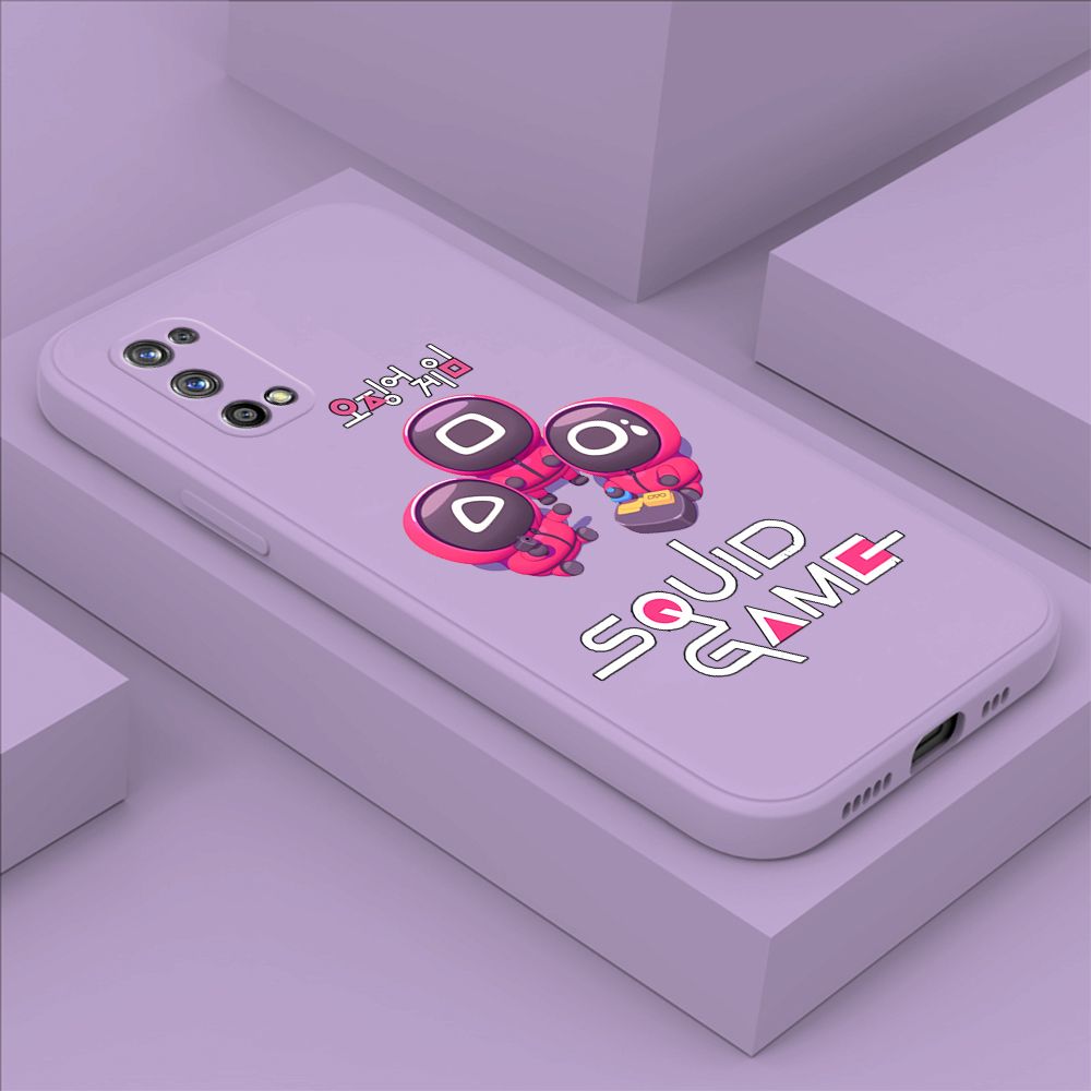 ZeroQiQi for Realme 7 Pro Case Cute Cartoon Cute Squid Character Phone Cover Square Liquid Silicone Shockproof Phone Protective Case