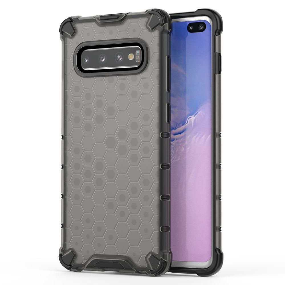 For Samsung Galaxy S10 Honey Comb Series Hybrid Translucent PC Slip-Resistant Shockproof TPU Bumper Case Cover