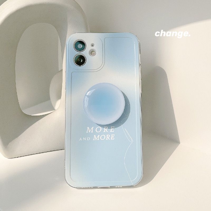 Blue Case with the Pop Socket Soft Silicone Cover Mobile Phone Protective Case