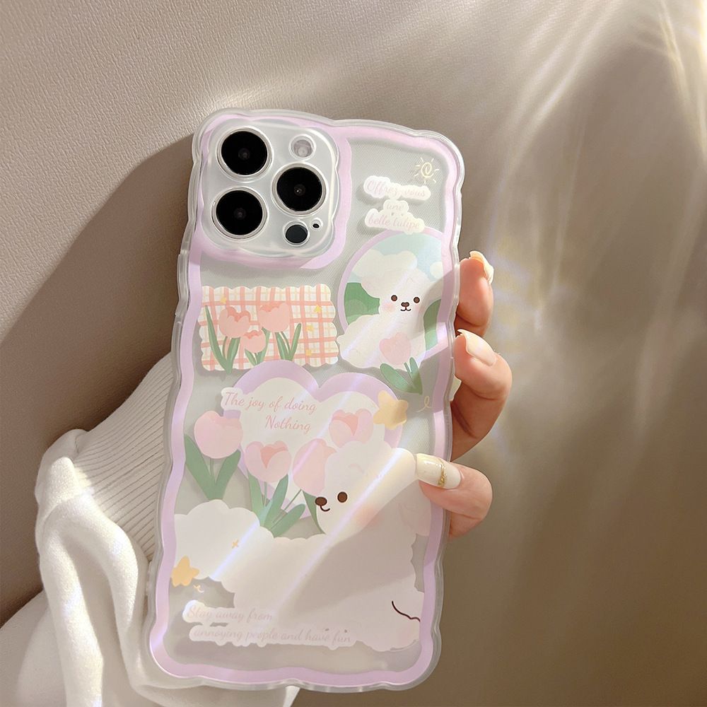 Cute Sheep Pattern Soft Silicone Cover for Apple Mobile Phone Protective Case for iPhone 13 Pro Max / 12 Mini / 11 Pro Max / XR / XS Max / SE2 / 7 /8 Plus