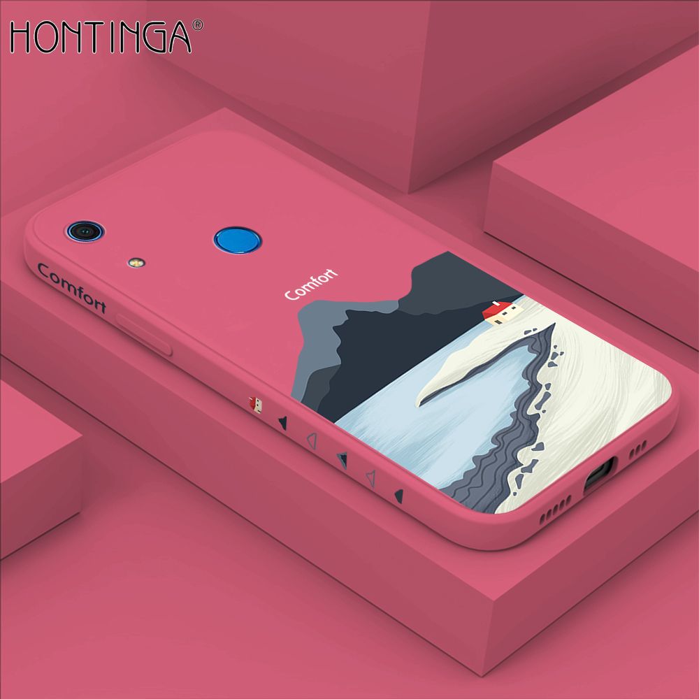 Hontinga for Huawei Y6S Case Side Design New Mount Back Cover Soft Square Edge Pattern Liquid Silicone Trend Phone Cases