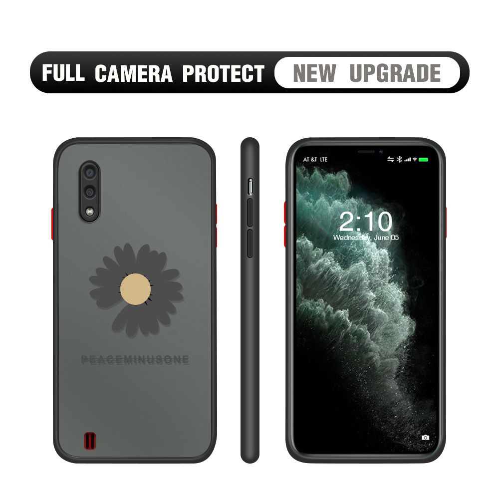 Hontinga for Samsung A01 Case Daisy Flower Cover Camera Shockproof Protection Case Edge Frosted Transparent Phone Cover