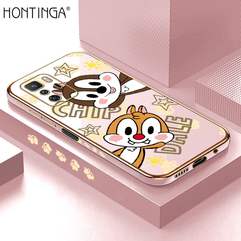 Hontinga for Xiaomi Poco X3 GT Back Cover + Free Lanyard Luxury 6D Plating Cute Cartoon Rat Side Pattern Case Soft Silicone Square Phone Cases