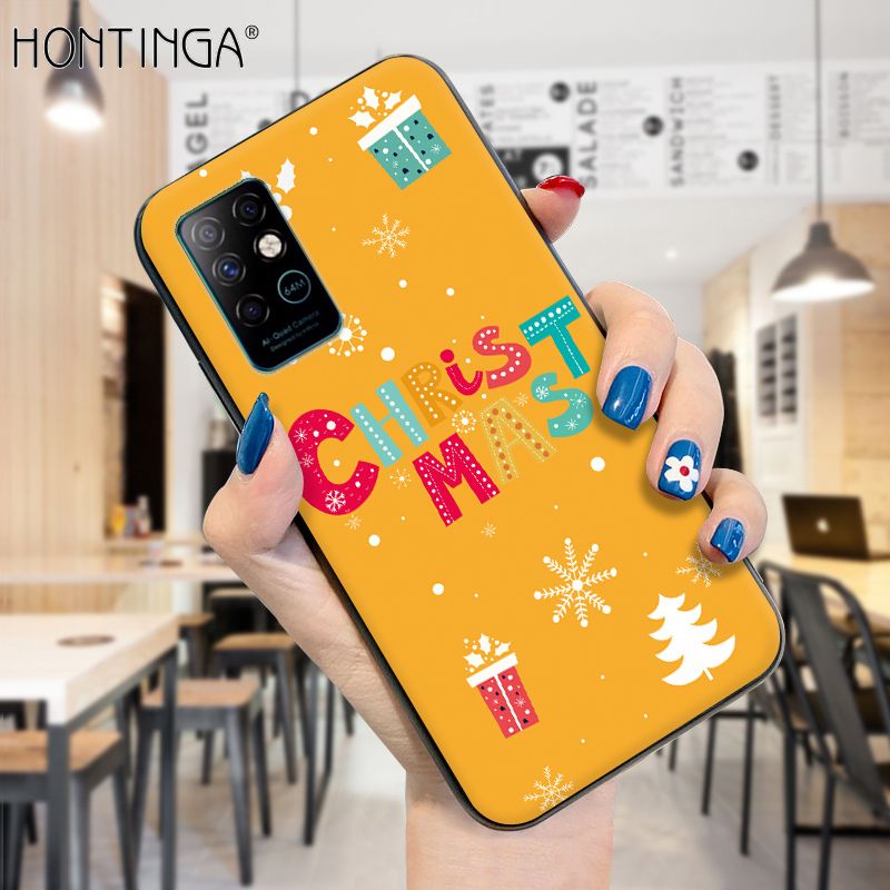 Hontinga for Infinix Note 8 Case Merry Christmas Gifts for Girls Boys Phone Cover Shockproof Soft Silicone TPU Cases
