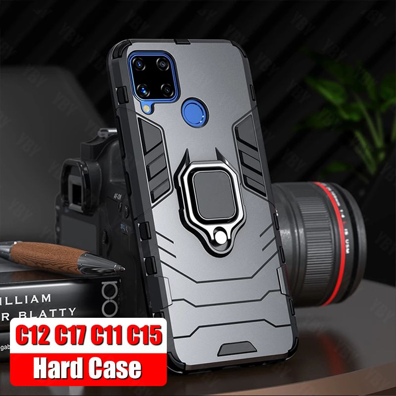 Casing For OPPO Realme C12 C17 C11 C15 Phone Case Car Holder Stand Magnetic Ring Bracket Shockproof Hard Back Cover