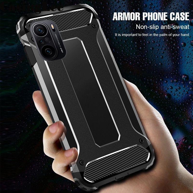 Casinglee For Xiaomi 11X Armor Case Back Cover Soft Silicone Hard PC Hybrid Protector Casing Xiaomi 11X Metal Style Casing