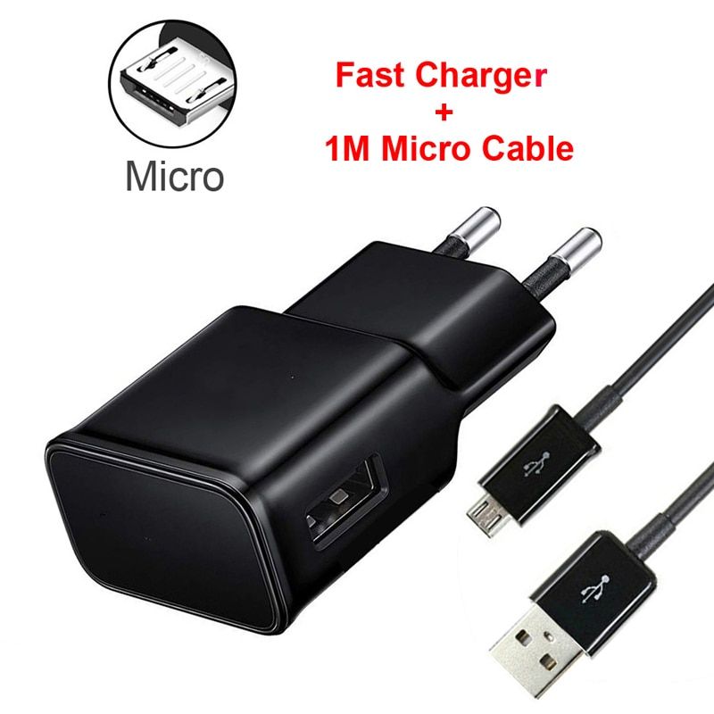 For Samsung Galaxy S8 S9 S10 Fast Adapter Charger 9V1.67A Phone Charger Type C Data Cable For Samsung S5 S6 S7 Micro USB Cable