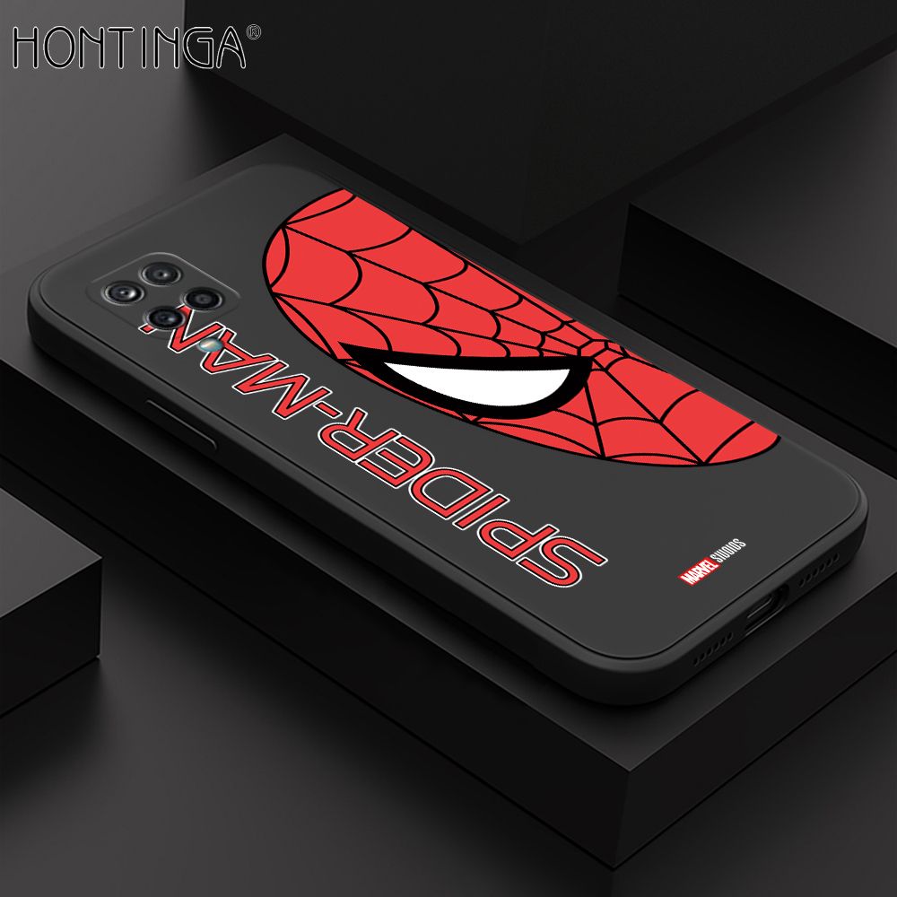 Hontinga for Samsung Galaxy A42 5G Back Cover Cartoon Spiderman Design Soft Phone Case Square Edge Liquid Silicone Cases