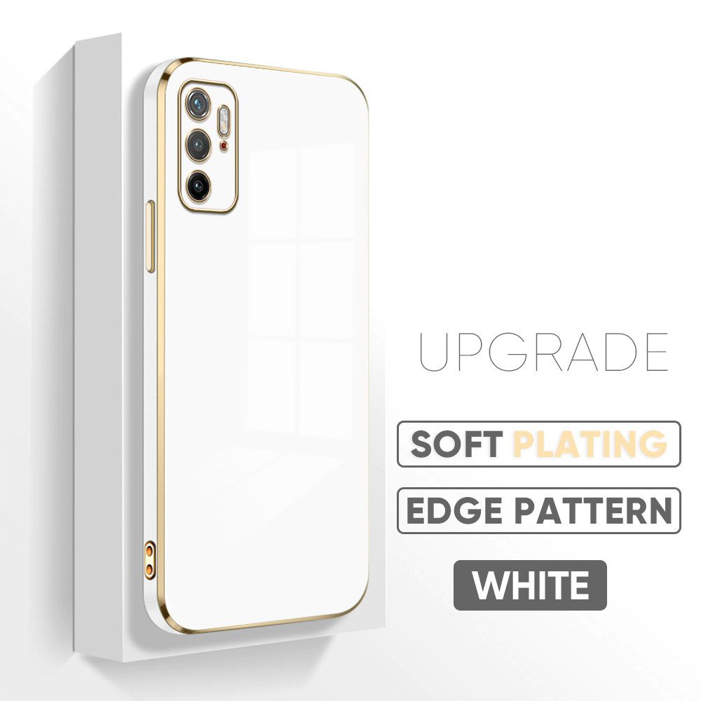 TA for Xiaomi Poco M3 Pro 5G Cover Luxury 6D Plating Soft Casing Silicone Square Frame Phone Case Shiny Bling Back Cover + Free Lanyard