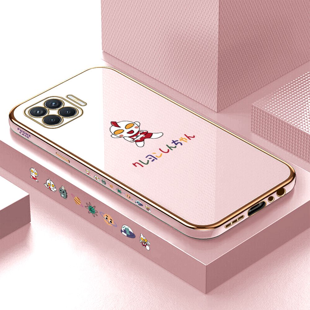Luxury 6D Plating Case for OPPO F17 Pro A93 2020 Cartoon Hero Side Pattern Back Cover Soft Silicone Square Phone Cases + Free Lanyard