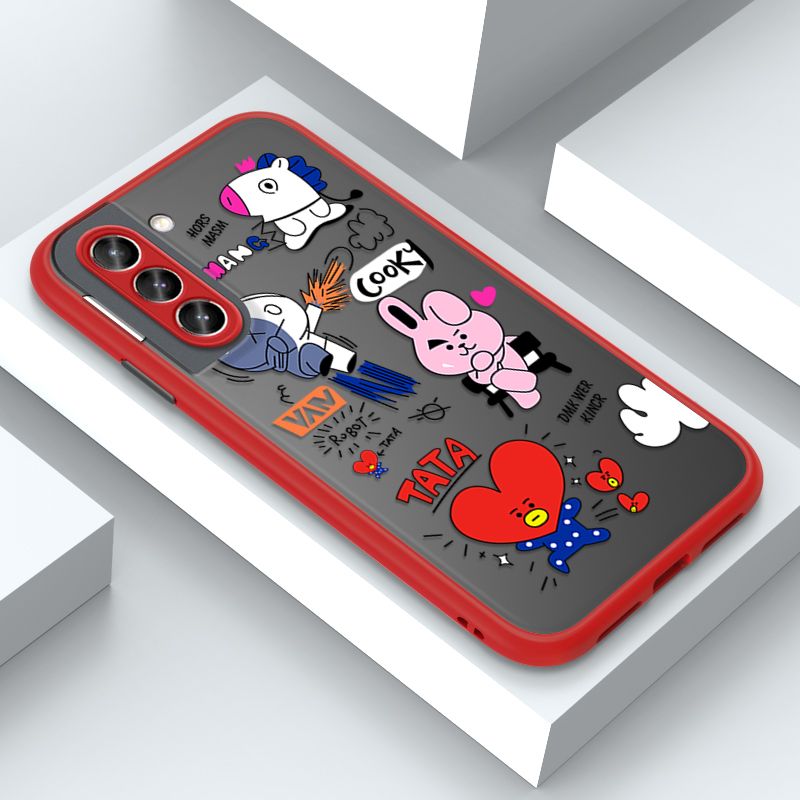 Jizetin for Samsung S21 Plus 5G Cover BTS Animation Image Soft Edge Frosted Transparent Phone Case