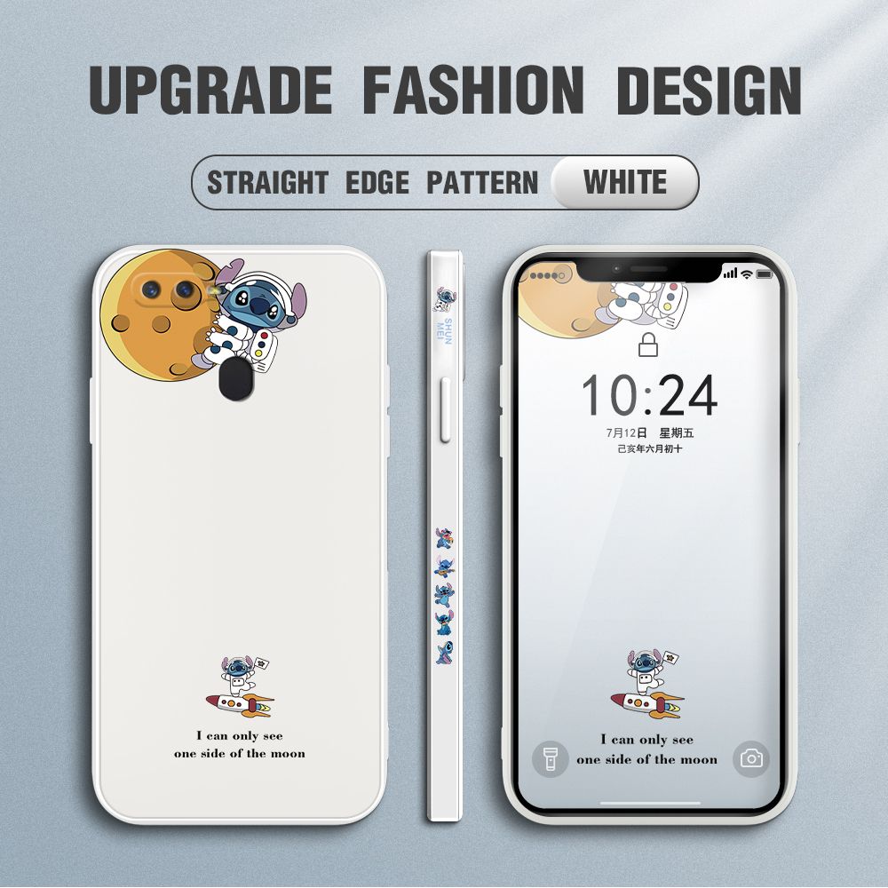 Jizetin for OPPO F9 Case Side Design Phone Cover  Astronaut Stitch Cover Square Edge Pattern Liquid Silicone Trend Case
