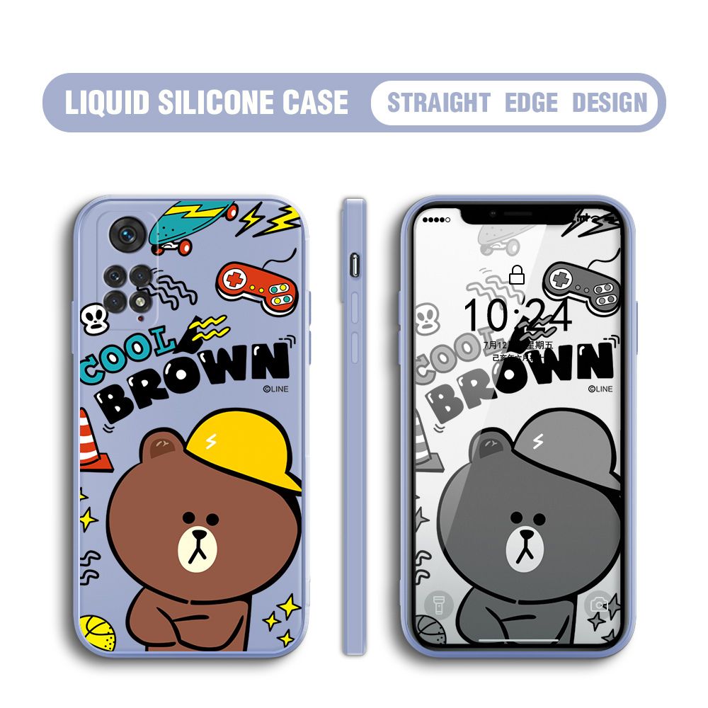 BILI for Redmi Note 11 / Note 11S Back Cover Cool Gaming Brown Bear  Multicolor Liquid Silicone Phone Case Soft Square Lens Protection Phone Cases