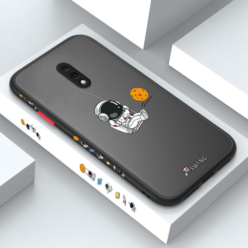 ZeroQiQi for OnePlus 7 Case Astronaut Swinging Side Printing Cover Frosted Ultra Thin Protective Anti Fall Phone Case