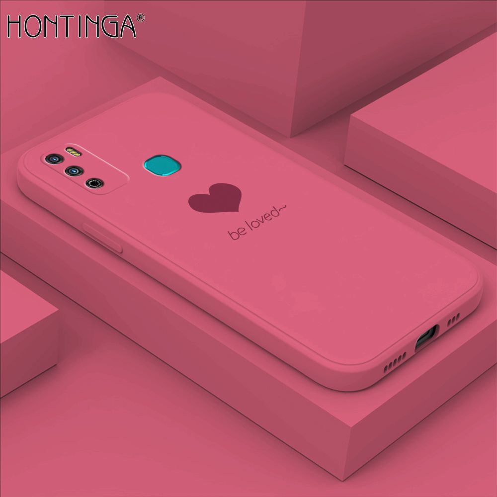 Hontinga for Infinix Hot 9 Play Case Simple Lover Heart Pattern Back Cover Soft Square Edge Liquid Silicone Phone Cases