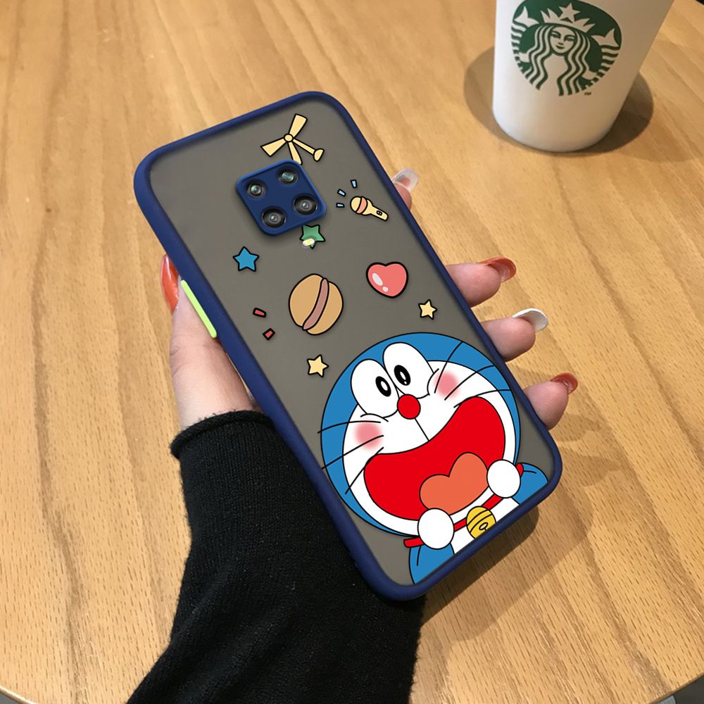 UCUC for Redmi Note 9S / Note 9 Pro / Note 9 Pro Max / Xiaomi Poco M2 Pro Back Cover Laugh Doraemon Frosted Transparent Hard Phone Case Thin Shockproof Full Cover Camera Protect Case