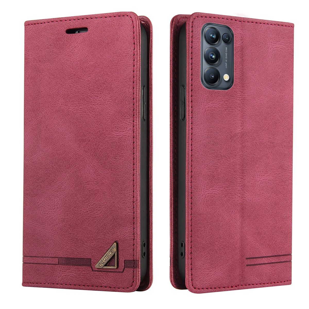 Retro Leather Wallet Foldable Built-in Card Slot and Magnetic Closure Protective Cover For OPPO Reno5 Pro 5G Phone Cover Case