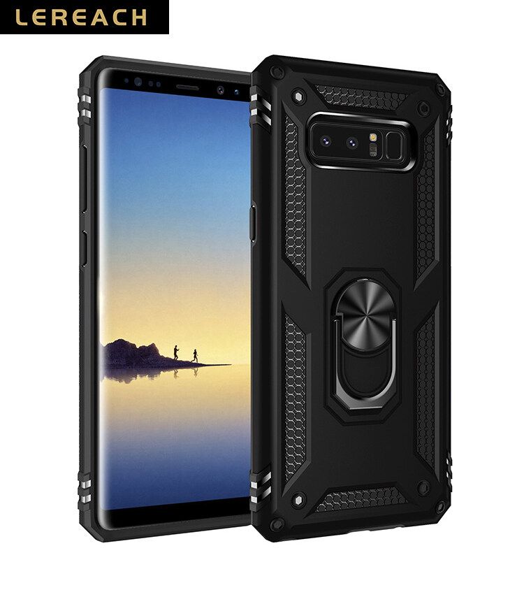 Lereach For Samsung Galaxy Note 8 Mobile Phone Case TUP+PC Hard Ring Car Ring Bracket Shockproof Back Cover