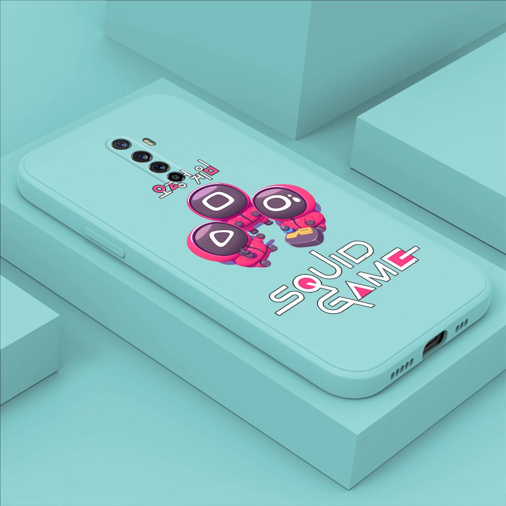 ZeroQiQi for OPPO Reno Ace Case Cute Cartoon Cute Squid Character Phone Cover Square Liquid Silicone Shockproof Phone Protective Case