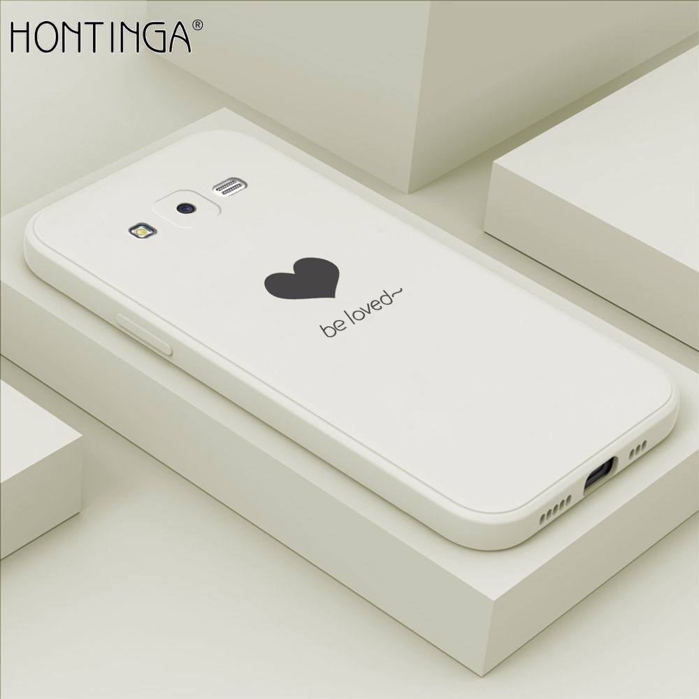 Hontinga for Samsung Galaxy J7 2015 / J7 Core Case Simple Lover Heart Pattern Back Cover Soft Square Edge Liquid Silicone Phone Cases