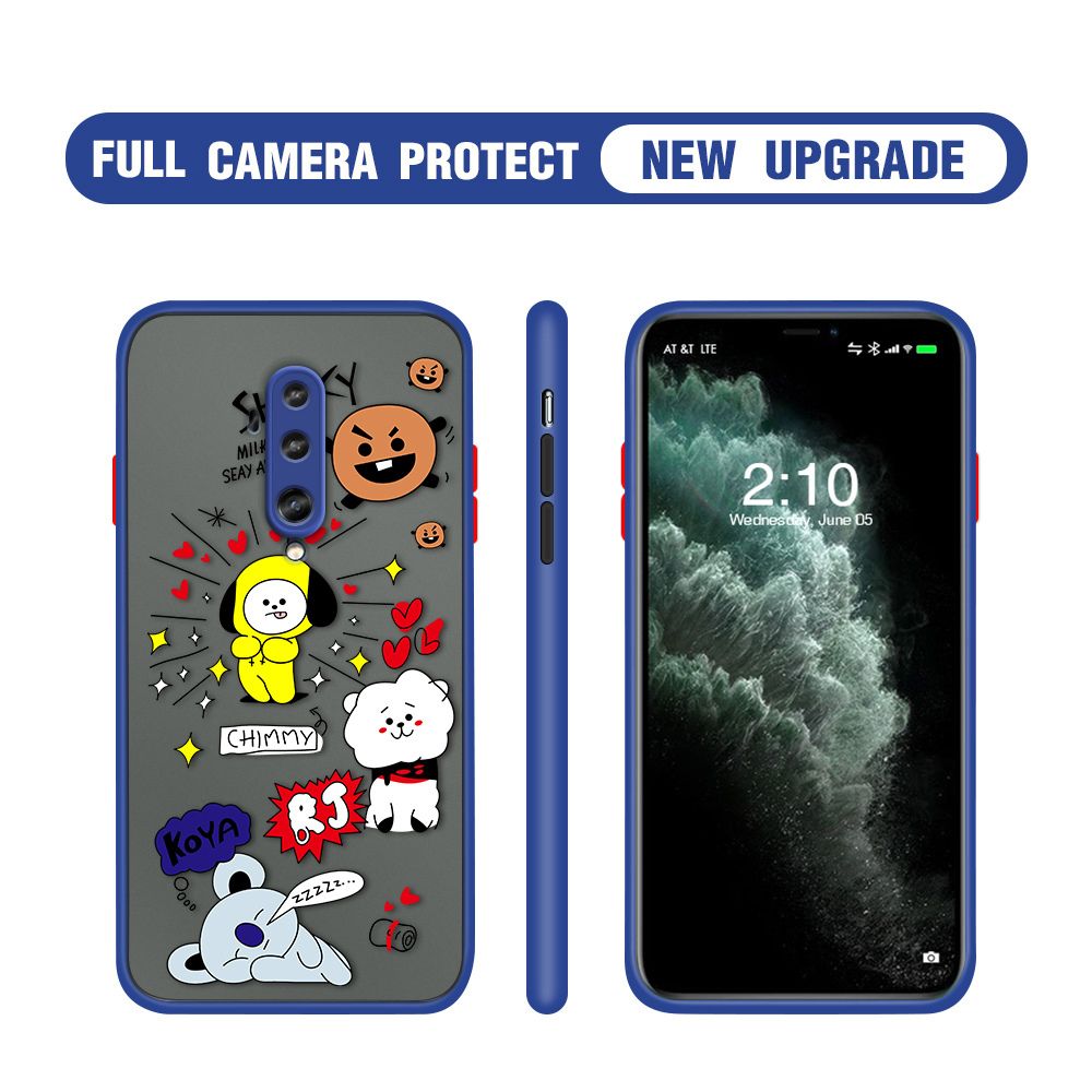Hontinga for OnePlus 7T Pro Case Cute Cartoon Animals Camera Shockproof Protection Casing Edge Frosted Transparent Phone Cover